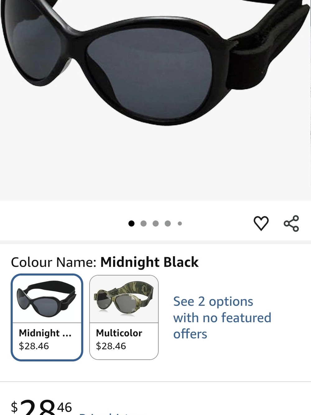Baby Banz Black Infant Wrap Around Sunglasses